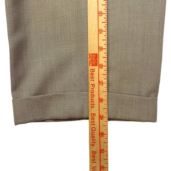 Lauren Ralph Lauren Slacks Men's 36x32 (29L) Beige Poly Rayon Pleat Front Cuffed - Picture 13 of 14